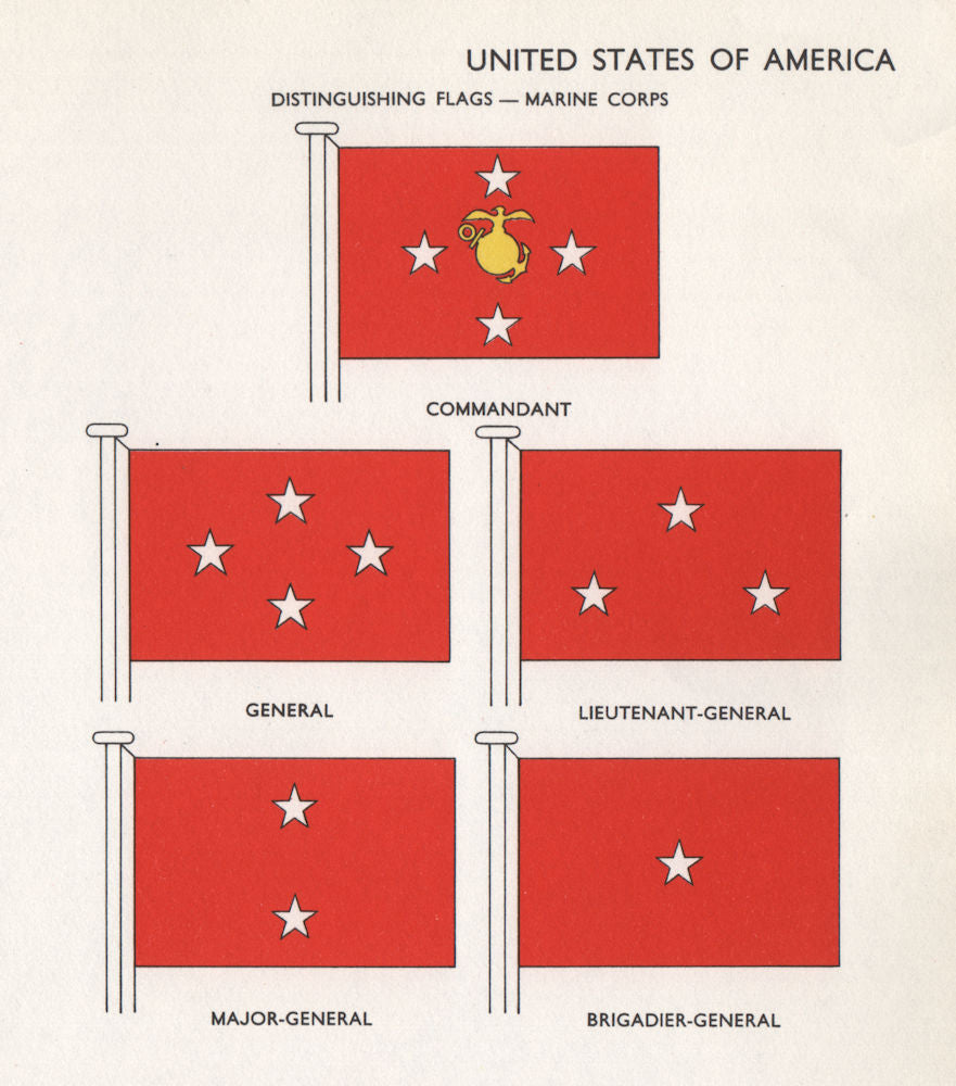 US MARINE CORPS FLAGS. Commandant. Lieutenant-, Major- & Brigadier-General 1958
